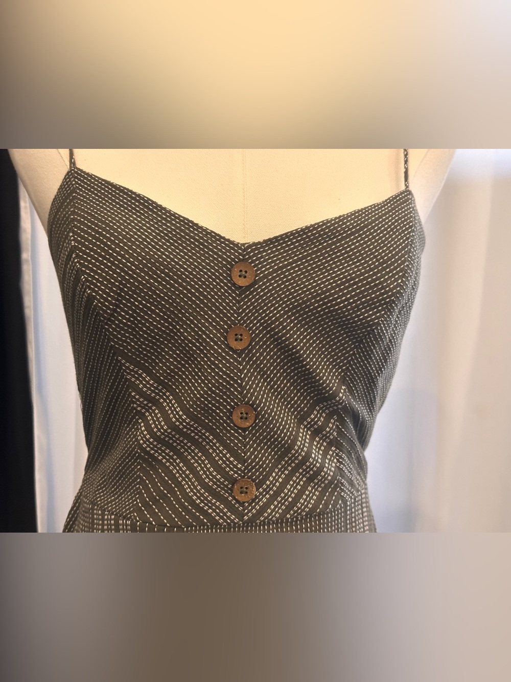 Francesca's Olive Green Cotton Cami Dress NWT Size Small Adjustable Straps - Picture 5 of 10